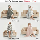 Ramesses Faux Fur Hooded Robe Grey V442-KIT-BATHROBE-HOODED-GREY-SH