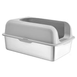 Cat Litter Box, 152 mm Deep, XL Extra Large Stainless Steel Cat Litter Box with Scoop, Wide V952-BKFSMSPBXGSLHVLT6V0