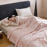Bamboo Fibre Cooling Blanket Pink Bamboo Pattern 150x200cm for Summer Bed and Air Conditioned Rooms V888-ELOSUNG54970-1