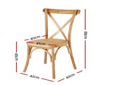 Artiss 4x Dining Chairs Rattan Wooden Kitchen Accent Chair Cafe Lounge Rubber Wood DINC-G-RA-NTX4