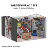 PlantCraft Galvanised Steel Garden Shed 2.58 x 3.13 x 2.02m, with 2 Sliding Doors, 4 Air Vents, V219-GSDSTLPC80GA
