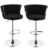 SERENIT Modern Silver Swivel Upholstered Velvet Adjustable Height Counter Stool with Metal Frame V255-GP2217R-BLACK