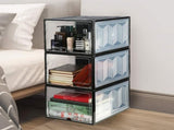 6x Large Shoe Storage Boxes Stackable Shoe Box Organisers Containers Display Cases Bins Magnetic V324-CS-6XSBCLEAR