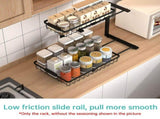 Under Sink Organizer and Storage Rack 1 Pack Height Adjustable Pull Cabinet Organizer with Slide V1294-YM0901-H48551B
