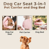 Dog Car Seat for Small Dogs 3-in-1 Travel Carrier, Booster & Dog Bed for Car Washable, V1192-AZ-W-5590