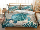 Turchese Turtle Ocean Map Quilt / Doona / Duvet Cover set V745-AQ042002K3