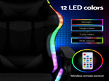 Artiss Gaming Office Chair 12 RGB LED Massage Computer Work Seat Footrest Black MOC-L-GC-8P-LED-BK