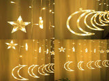 Led Curtain Lights Moon Star Light String 6.6ft Window Decoration 8 Modes Remote Control USB Power V1366-AZ2-W-04175