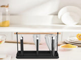 Bottle Holder Dish Drainer Bottles 6 Bottle Stand, Metal Cup Holder with Drip Tray and Bottle Dryer V1366-AZ2-W-06863