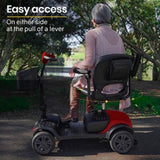 EQUIPMED Electric Mobility Scooter Portable Folding for Elderly Older Adult, SmartRider Black & Red V219-EQMOHC06A