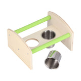 Parrot Wood Stand with 2 Stainless Steel Feeding Cup Playstand Training Toy for Outdoor Gardening V1294-YM0714-3111210375011