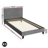 Artiss Bed Frame King Single Size Grey NEO BFRAME-E-NEO-KS-GY-AB
