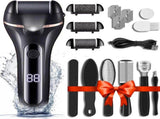 Electric Callus Remover For Feet, Rechargeable Pedicure Kit With 3 Roller Heads, 2 Speeds LED V1237-ZY-807-094