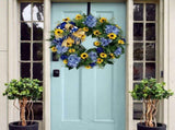 Blue and Yellow Wreaths Flower Garland Front Door V1294-YM0523-220328ZH04