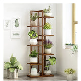 6 Tiers Vertical Bamboo Plant Stand Staged Flower Shelf Rack Outdoor Garden V63-837951