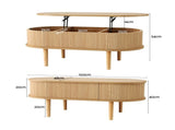 Artiss Lift Top Coffee Table Fluted Centre Table with Hidden Storage Oval 100cm FUR-Z-COF-05-LIFT-WD