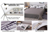 Palm Leaves Pattern Aloe Cotton Flat Sheet Quilt Cover Pillowcases 4pcs Bedding Set V462-H-05-06