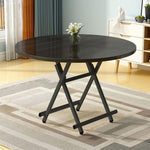 SOGA Black Dining Table Portable Round Surface Space Saving Folding Desk Home Decor TABLERD723