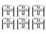 Artiss Dining Chairs Set of 6 Velvet Upholstered Barrel Chairs with Curved Armrests & Back Beige UPHO-C-DIN-2553-BGX6