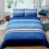 Nordic Calm stripes Blue 3Piece Comforter Set Scandi Chic Vibes V745-MAB010884AJ3
