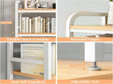 CARLA HOME 2-Tier Metal Desktop Hutch Bookshelf with Grid Panel for Computer Desk and Office V178-36220