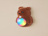 Cartoon Bear Motion Sensor Night Light, Rechargeable Magnetic Wall Lamp with Soft Plush Surface, V1341-ZY-MPJSADE4-2PCS-BROWN