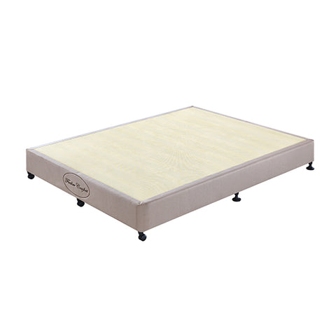 Mattress Base Ensemble Queen Size Solid Wooden Slat in Beige with Removable Cover V43-BASE-QB-BG