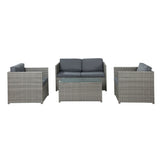 Gardeon 4-Piece Outdoor Sofa Set Wicker Couch Lounge Setting Grey ODF-SOFA-4PCS-HJ-GE-AB