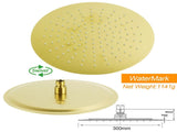 WELS Brushed Gold 2in1 Shower Large Round 12" Rain Head Handheld Silde Wall Rail Arm V1233-S4902ABGSS019CBGKSR112G