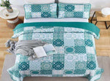 Teal Boho Mosaic Patchwork Coverlet Bedspread Set V745-AC081233Q13U