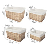 4 Piece Wicker Storage Baskets With Liner Set V915-MB0055