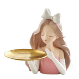 Entrance Storage Decoration Girl Sculptures Porch Decor Tray for Living Study Bedroom Bowknot Girl V1294-YM0716-3115220067912