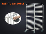 Bun Pan Rack, 20-Tier Commercial Bakery Racks with Brake Wheels, Aluminum Racking Trolley Storage V952-MBPJLZCCHC205PLL3V0
