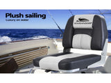 Seamanship 2X Folding Boat Seats Marine Seat Swivel Low Back 10cm Padding Grey BS-86520-5-GR
