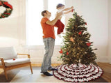 Plaid Christmas Tree Skirt 48 Inch, 6 Layers Red and Black Ruffled Christmas Tree Skirt V1263-JX-1608