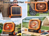 Four Function Solar Camping Fan with LED Light and Compass, Rechargeable Portable Tent Fan with 4 V1189-LC-AMZ-00095