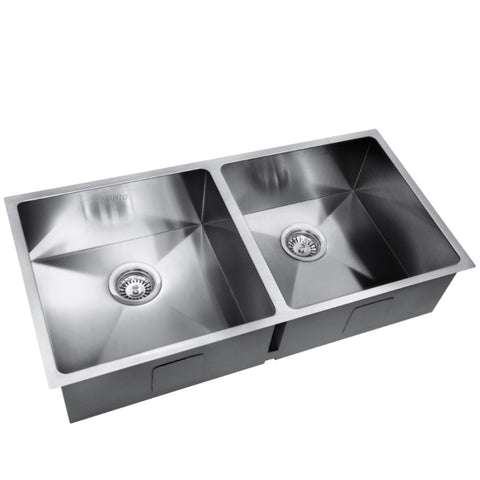 Cefito Kitchen Sink 86X44CM Stainless Steel Basin Double Bowl Silver SINK-8644-R010