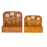 Set 2 Nested Rust 'Flowers' Wall / Floor Planters 50cm, 45cm V637-48106PLN