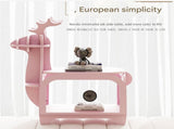 Oak Planking Small Creative Reindeer-Shaped Solid Wood Bookshelf for Kids V888-ELOSUNG28556