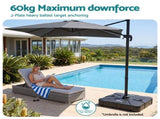 Instahut Outdoor Umbrella Base 2 Fillable 60kg Cantilever Umbrella Base with Wheels 84cm BASE-UMB-84X84