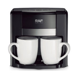 Dual-Cup Drip Coffee Maker with Ceramic Mugs, Compact 420ml Capacity, 650W Fast Brewing for V1341-ZY-Y9X5YY3N-BLACK