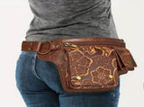 Printed Handmade Multi-functional Waist Bag Adjustable for Chest Bag Use, Retro Print Multi-buckle V1232-YHKB003