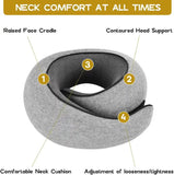 Black Velcro Tape Memory Foam U-Shaped Neck Pillow Snail Travel Cushion for Airplane, Office Nap, V888-ELOSUNG13348