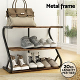 Artiss Shoe Rack Cabinet Shoe Storage Stand 3 Tiers Black FUR-S-SR01-WD
