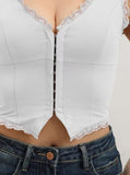2-Pack White French Vintage Lace Splice Camisole - Slim Fit Halter Top with Back Detail V888-ELOSUNG39519