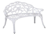 Gardeon Outdoor Garden Bench Seat 100cm Cast Aluminium Outdoor Patio Chair Vintage White GB-CALU-XG1002-WH