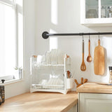 CARLA HOME 2-Tier Large Dish Drying Rack with Drainboard, Utensil Holder, Glass Hooks & Cutlery LSB-36212