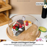 Kitchee 30cm Bamboo Cake Stand Dome Acrylic Cover - Dessert Display Plate V238-SUPDZ-41002621763664