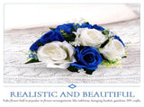 Simulation Flower Blue White PU Lace Satin Semi Spherical Wedding Table Centerpiece Romantic 1Set V1366-AZ2-W-19255