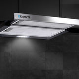 Devanti 600mm Range Hood 60cm Slide out Rangehood Stainless Steel RH-D-L03-60-BK